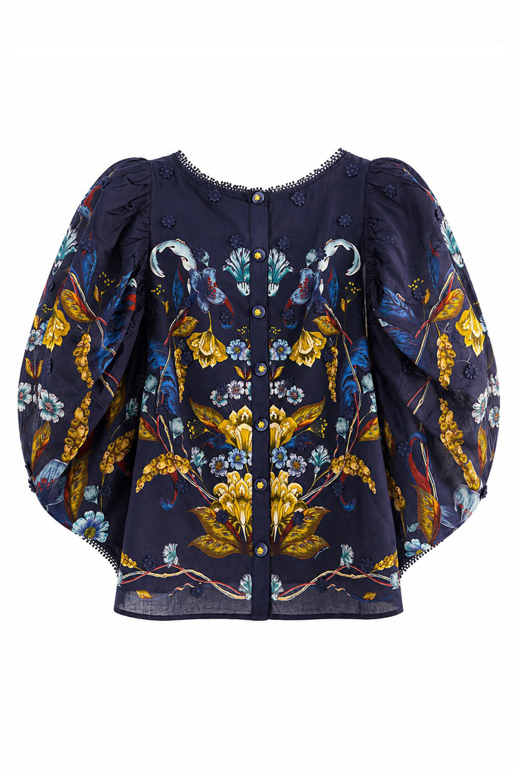 Farm Rio Golden Nature Navy Blue Blouse