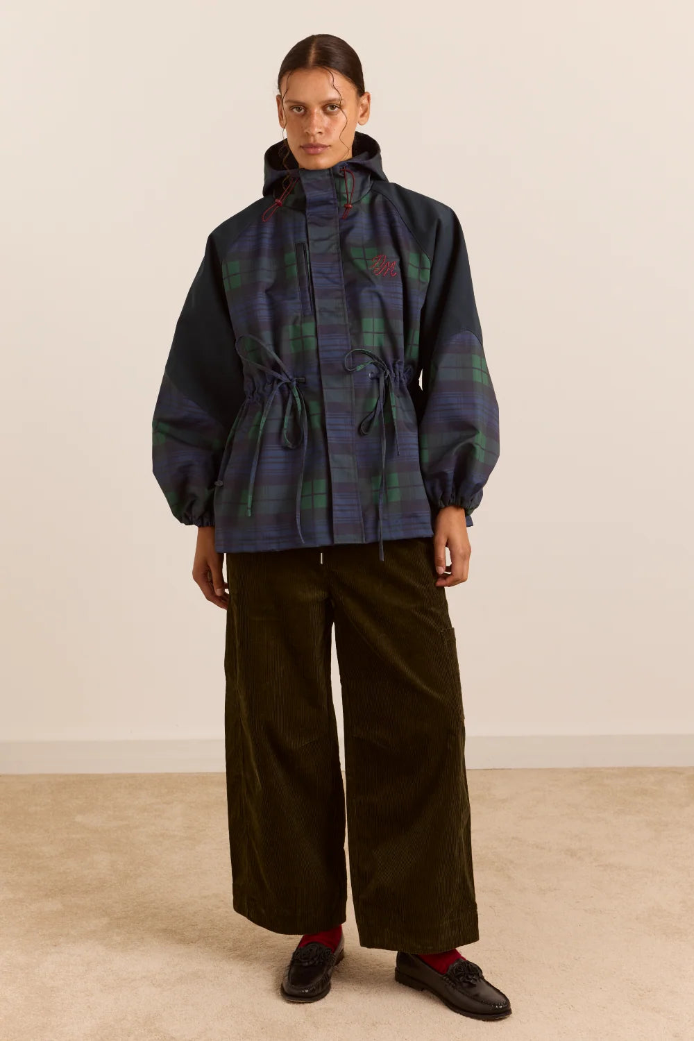 Damson Madder Liu Raincoat in Navy Check