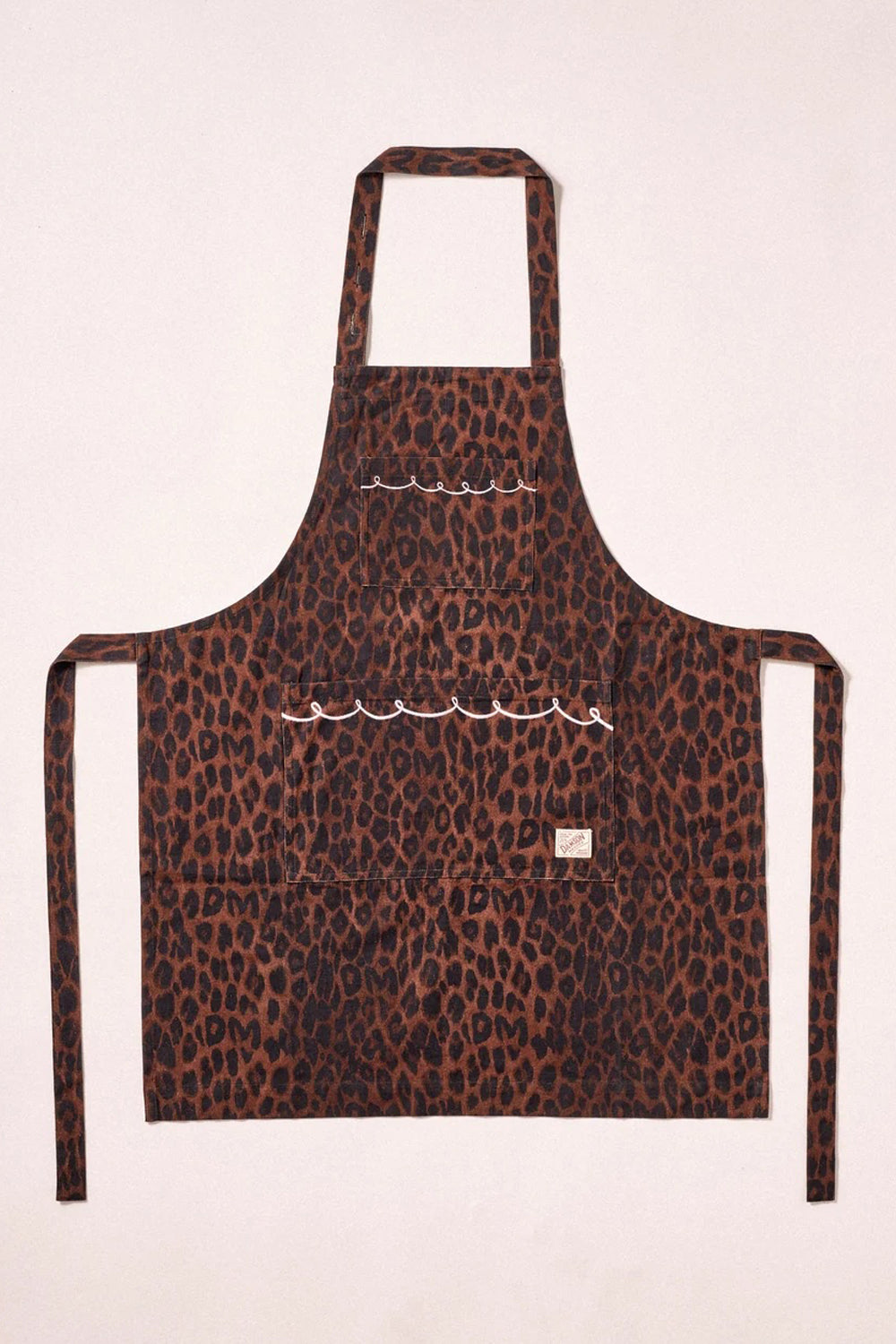 Damson Madder Embroidered Apron In Dark Leopard/Lilac