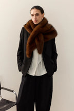 Helen Moore Triangle Scarf in Mahogany Faux Fur