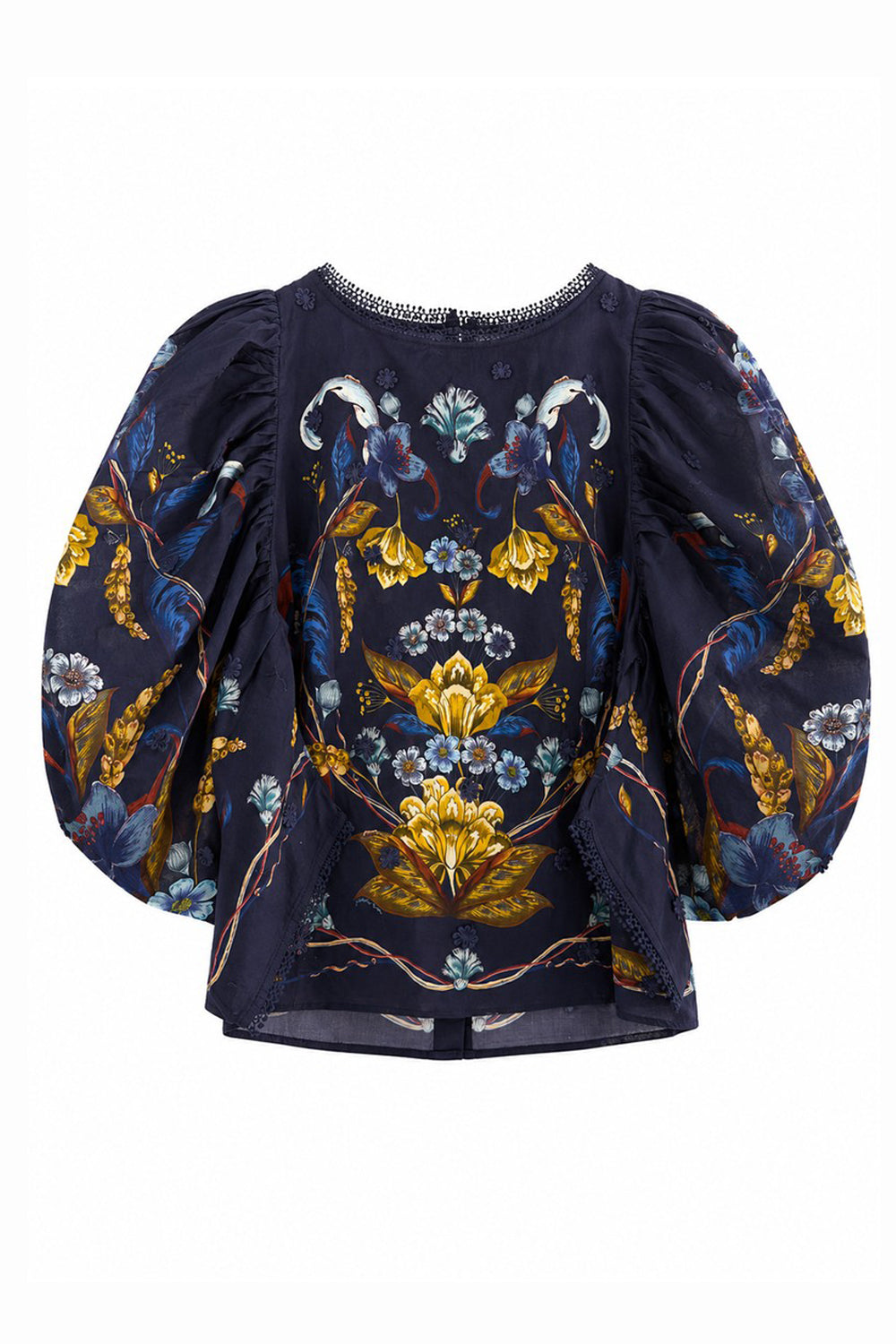 Farm Rio Golden Nature Navy Blue Blouse