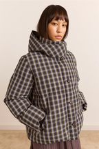 Damson Madder Pearl Hooded Puffer in Lyra Check