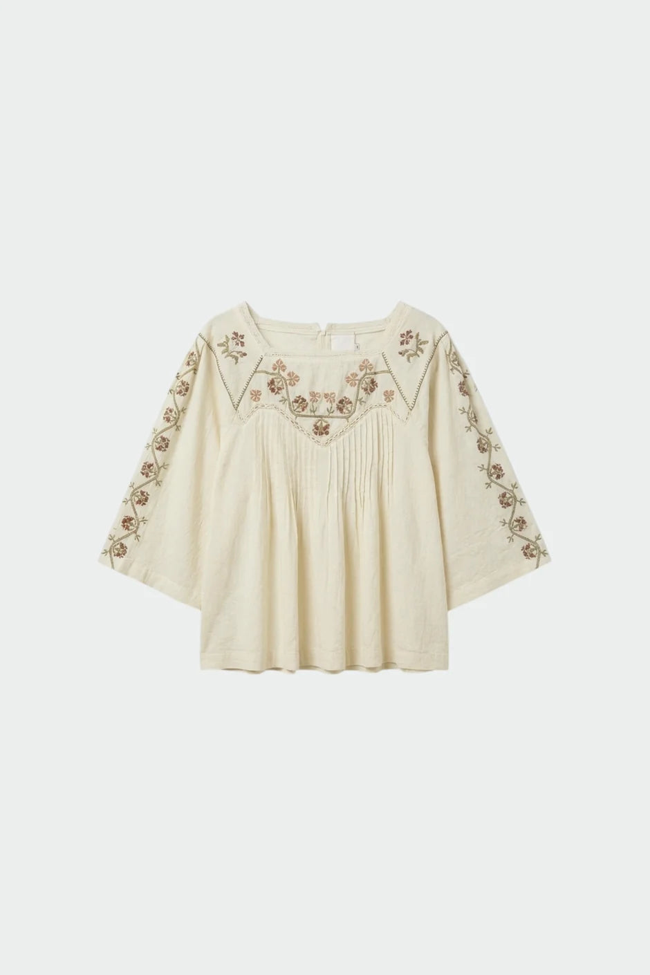 Indi & Cold Cross Stitch Detail Blouse in Cream