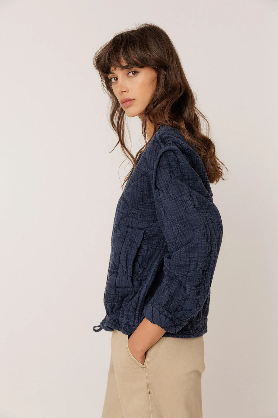 Indi & Cold Quilted Padded Jacket in Indigo