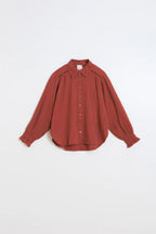 Indi & Cold Double Gauze Collared Blouse in Cherry