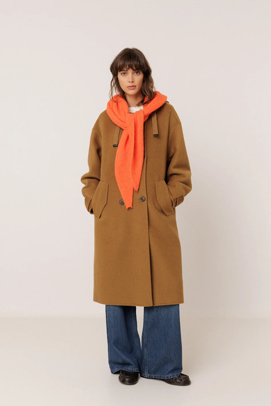 Indi & Cold Knitted Shawl in Orange