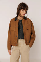 Indi & Cold Washed Effect Quilted Jacket in Toffee