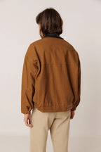 Indi & Cold Washed Effect Quilted Jacket in Toffee