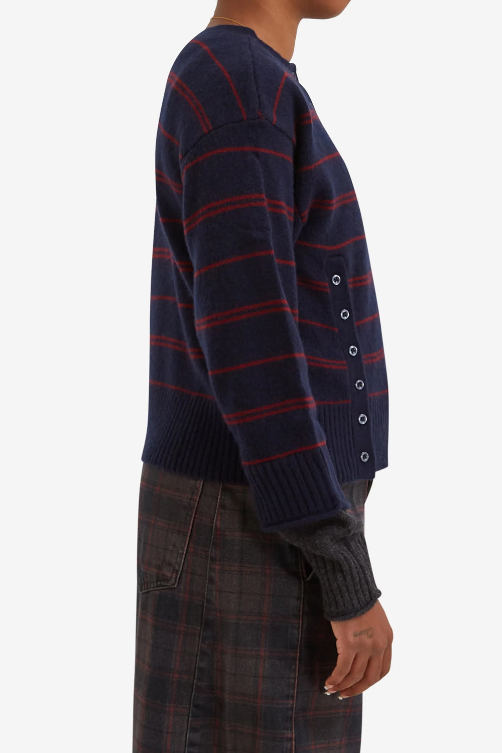 Damson Madder Franny Merino Wool Cardigan in Navy